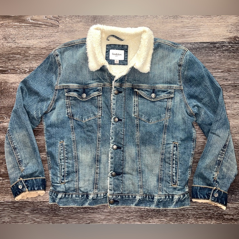 Men’s Jean Jacket with Shearling Lining - Size L